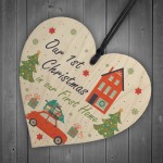 1st Christmas In Our First Home Hanging Wooden Heart Gift