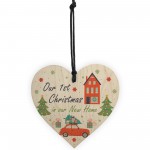 1st Christmas In Our New Home Hanging Wooden Heart Gift