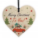 Merry Christmas To You Hanging Gift Wood Tree Decoration Family