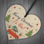 Merry Christmas To You Hanging Gift Wood Tree Decoration Family