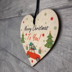 Merry Christmas To You Hanging Gift Wood Tree Decoration Family