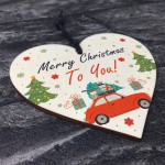 Merry Christmas To You Hanging Gift Wood Tree Decoration Family