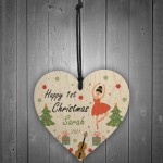 Happy 1st Christmas Any Name Daughter Gift Wood Hanging Heart