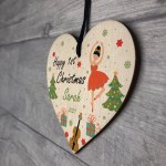 Happy 1st Christmas Any Name Daughter Gift Wood Hanging Heart