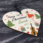 Happy 1st Christmas Any Name Daughter Gift Wood Hanging Heart
