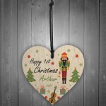 Happy 1st Christmas Any Name Son Gift Wood Hanging Heart