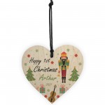 Happy 1st Christmas Any Name Son Gift Wood Hanging Heart