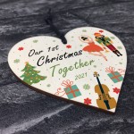 1st Christmas Together Boyfriend Girlfriend Gift Wood Heart