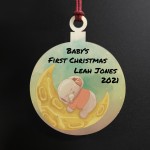 Babys 1st Christmas Bauble Hanging Tree Decoration Personalised