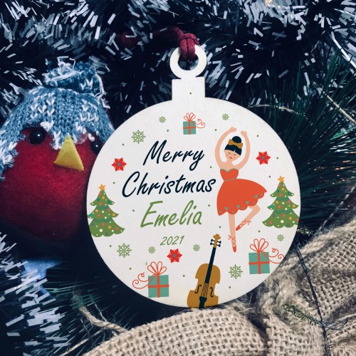 Merry Christmas ANY NAME Daughter Gift New Baby Wood Bauble