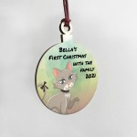 Cats 1st Christmas Bauble Hanging Tree Decoration Personalised