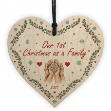 Personalised 1st Christmas As A Family Hanging Heart Family Gift