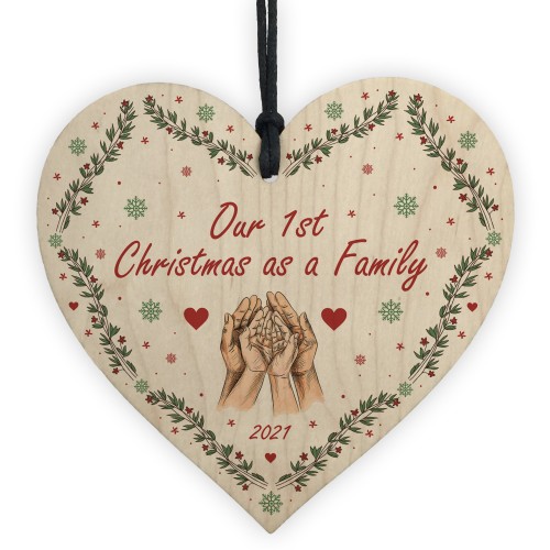 Personalised 1st Christmas As A Family Hanging Heart Family Gift