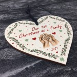 Personalised 1st Christmas As A Family Hanging Heart Family Gift