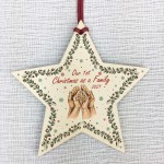 Personalised 1st Christmas As A Family Hanging Star Tree Decor