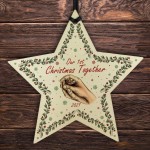 Personalised 1st Christmas Together Hanging Star Tree Decoration