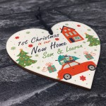 New Home Bauble Personalised Wood Heart Christmas Decoration