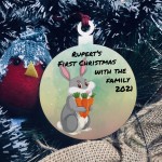 Rabbit 1st Christmas Bauble Hanging Tree Decoration Personalised