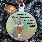 Rabbit 1st Christmas Bauble Hanging Tree Decoration Personalised