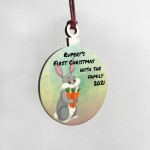 Rabbit 1st Christmas Bauble Hanging Tree Decoration Personalised