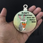 Rabbit 1st Christmas Bauble Hanging Tree Decoration Personalised