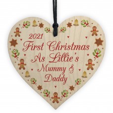 First Christmas As Mummy Daddy Wood Bauble Keep Personalised