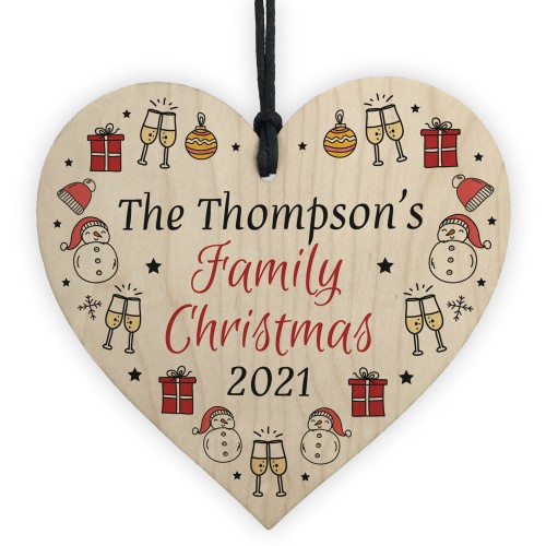 Personalised Christmas Tree Decoration For Family Wood Heart