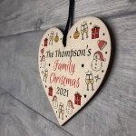 Personalised Christmas Tree Decoration For Family Wood Heart