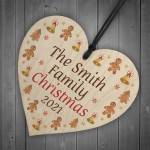 Personalised Family XMAS Tree Decoration Wood Heart Bauble