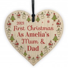 First Christmas As Mum Dad Bauble New Baby Gift Personalised