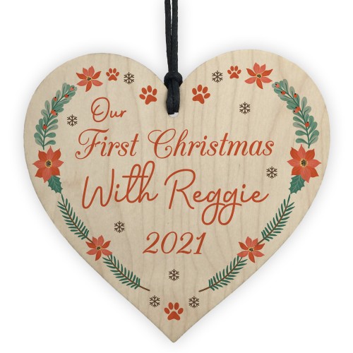 1st Christmas With Dog Puppy Bauble Personalised Xmas Decor