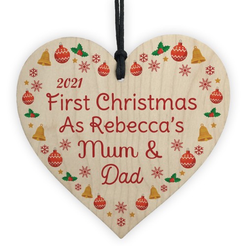 First Christmas As Mummy Daddy Bauble New Baby Gift Personalised