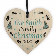 Family Tree Decoration SURNAME Personalised Wood Heart