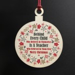 Gift For Teacher From Child Wooden BaubleChristmas Gift THANKYOU