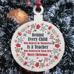 Gift For Teacher From Child Wooden BaubleChristmas Gift THANKYOU