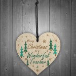 Christmas Gift For Wonderful Teacher Wood Heart Thank You