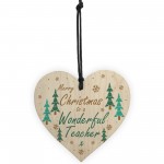 Christmas Gift For Wonderful Teacher Wood Heart Thank You