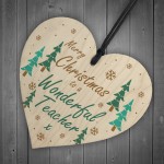 Christmas Gift For Wonderful Teacher Wood Heart Thank You
