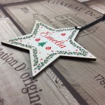 Personalised Baby's 1st Christmas Bauble Wooden Star Tree Decor