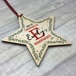 Personalised 1st Christmas As Grandparents Wood Star Decoration