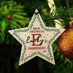 Personalised 1st Christmas As Grandparents Wood Star Decoration