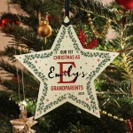 Personalised 1st Christmas As Grandparents Wood Star Decoration