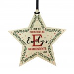 Personalised 1st Christmas As Grandparents Wood Star Decoration