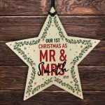 Personalised 1st Christmas As Mr And Mrs Wood Star Tree Decor