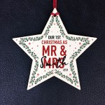 Personalised 1st Christmas As Mr And Mrs Wood Star Tree Decor