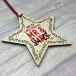Personalised 1st Christmas As Mr And Mrs Wood Star Tree Decor