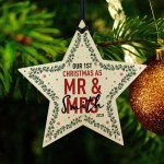 Personalised 1st Christmas As Mr And Mrs Wood Star Tree Decor