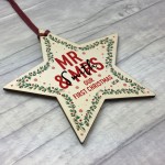 1st Christmas As Mr And Mrs Personalised Wood Star Tree Decor