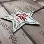 1st Christmas As Mr And Mrs Personalised Wood Star Tree Decor