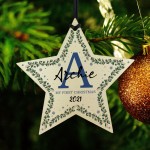 Personalised My First Christmas Wood Star Tree Decoration Baby